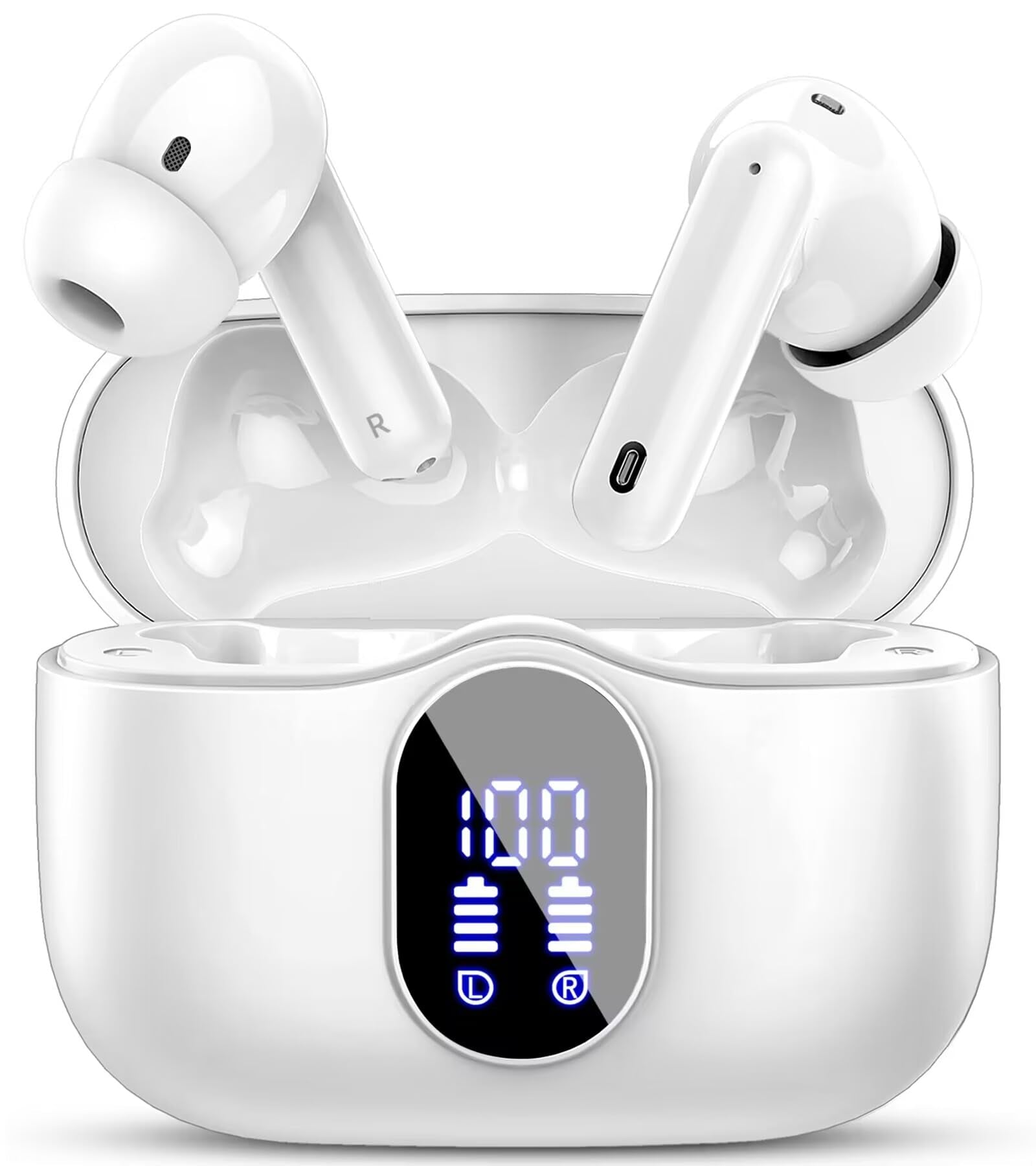 Wireless Earbuds, Bluetooth Headphones 5.4 HiFi Stereo, Wireless Earphones with ENC Noise Cancelling Mic, IP7 Waterproof in Ear Headphones, LED Digital Display Ear Buds, Touch Control, Black - pokemaWireless Earbuds, Bluetooth Headphones 5.4 HiFi Stereo, Wireless Earphones with ENC Noise Cancelling Mic, IP7 Waterproof in Ear Headphones, LED Digital Display Ear Buds, Touch Control, Black