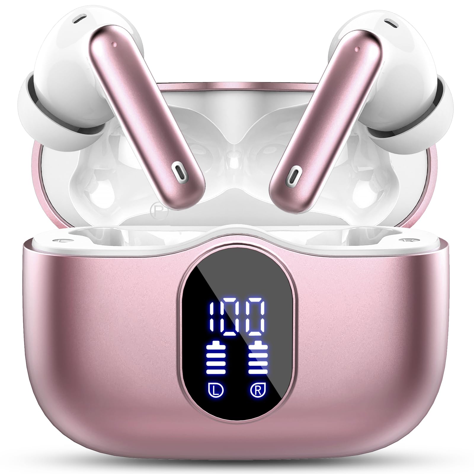 Wireless Earbuds, Bluetooth Headphones 5.4 HiFi Stereo, Wireless Earphones with ENC Noise Cancelling Mic, IP7 Waterproof in Ear Headphones, LED Digital Display Ear Buds, Touch Control, Black - pokemaWireless Earbuds, Bluetooth Headphones 5.4 HiFi Stereo, Wireless Earphones with ENC Noise Cancelling Mic, IP7 Waterproof in Ear Headphones, LED Digital Display Ear Buds, Touch Control, Black
