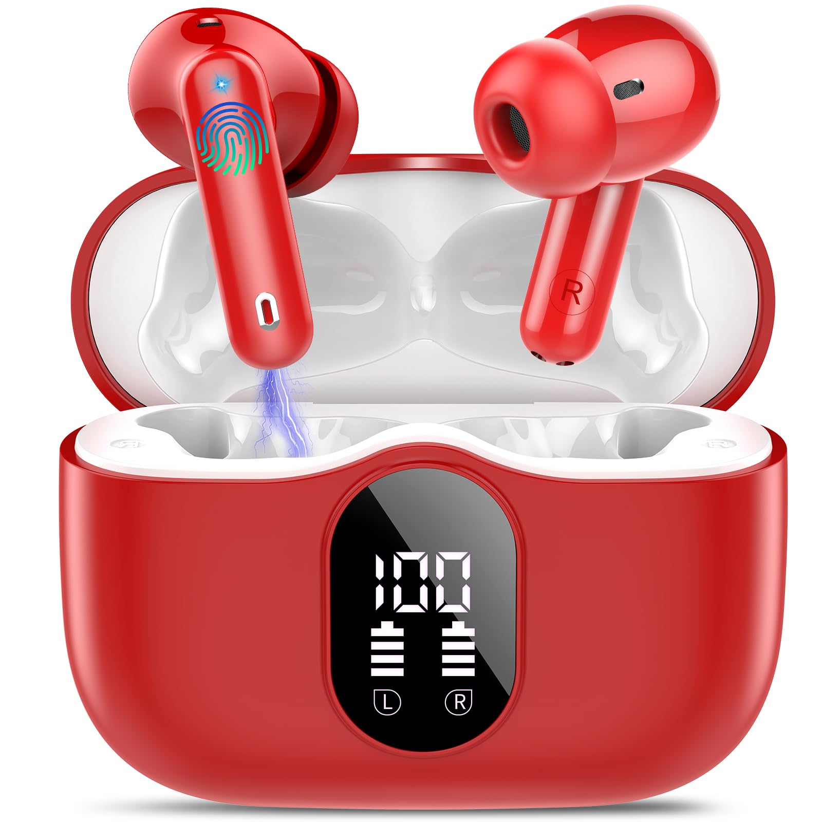 Wireless Earbuds, Bluetooth Headphones 5.4 HiFi Stereo, Wireless Earphones with ENC Noise Cancelling Mic, IP7 Waterproof in Ear Headphones, LED Digital Display Ear Buds, Touch Control, Black - pokemaWireless Earbuds, Bluetooth Headphones 5.4 HiFi Stereo, Wireless Earphones with ENC Noise Cancelling Mic, IP7 Waterproof in Ear Headphones, LED Digital Display Ear Buds, Touch Control, Black