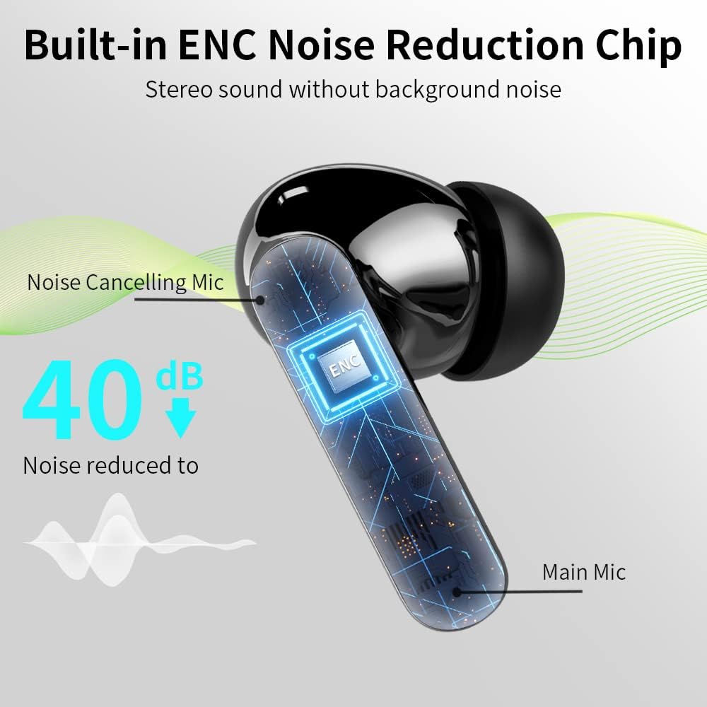 Wireless Earbuds, Bluetooth Headphones 5.4 HiFi Stereo, Wireless Earphones with ENC Noise Cancelling Mic, IP7 Waterproof in Ear Headphones, LED Digital Display Ear Buds, Touch Control, Black - pokemaWireless Earbuds, Bluetooth Headphones 5.4 HiFi Stereo, Wireless Earphones with ENC Noise Cancelling Mic, IP7 Waterproof in Ear Headphones, LED Digital Display Ear Buds, Touch Control, Black