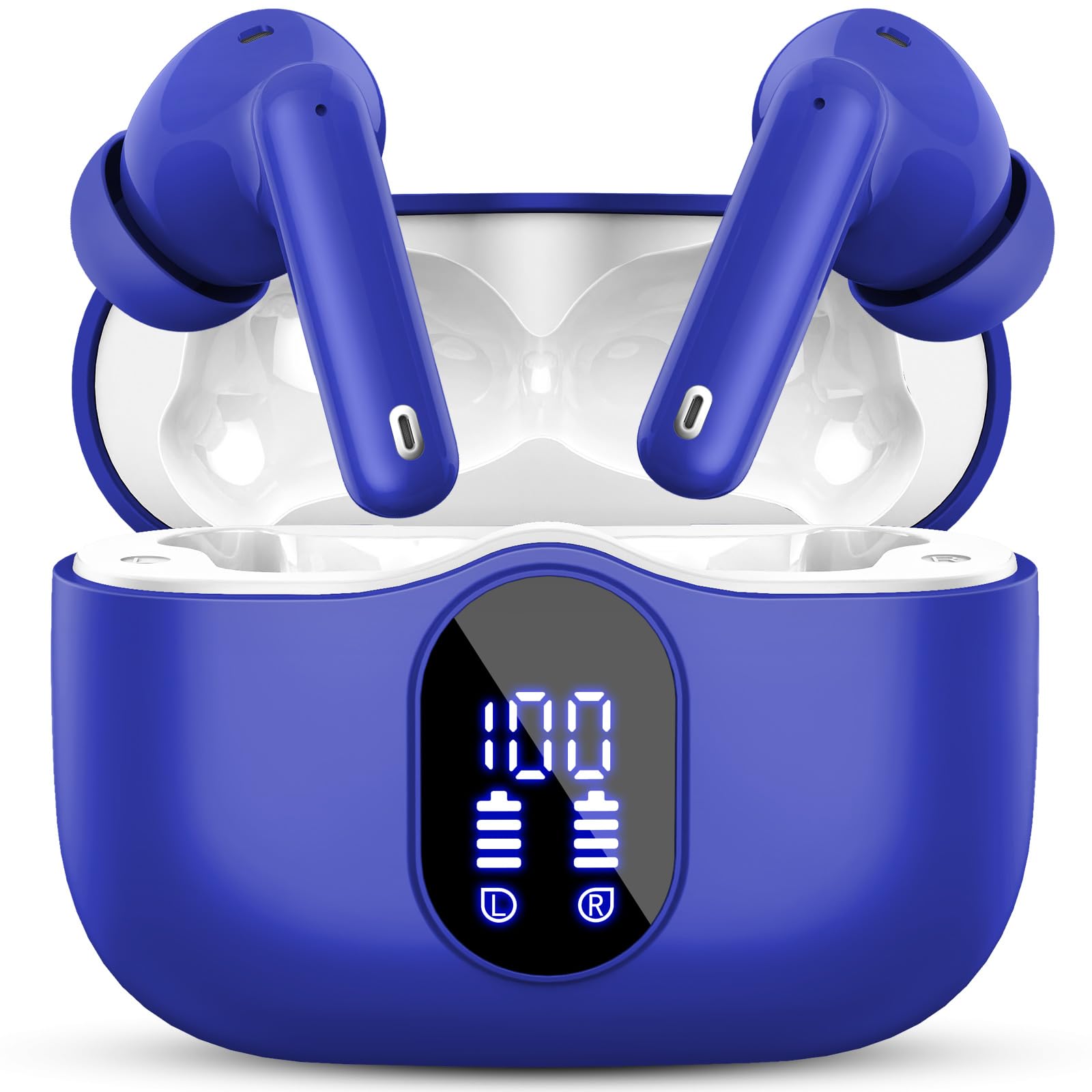 Wireless Earbuds, Bluetooth Headphones 5.4 HiFi Stereo, Wireless Earphones with ENC Noise Cancelling Mic, IP7 Waterproof in Ear Headphones, LED Digital Display Ear Buds, Touch Control, Black - pokemaWireless Earbuds, Bluetooth Headphones 5.4 HiFi Stereo, Wireless Earphones with ENC Noise Cancelling Mic, IP7 Waterproof in Ear Headphones, LED Digital Display Ear Buds, Touch Control, Black