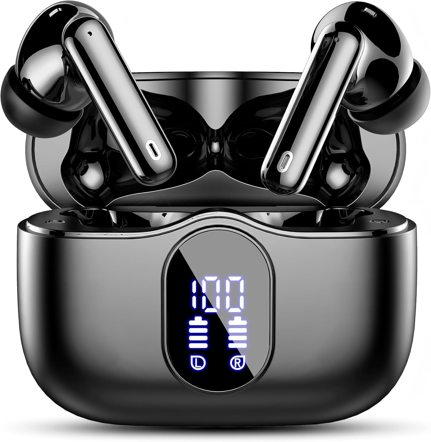 Wireless Earbuds, Bluetooth Headphones 5.4 HiFi Stereo, Wireless Earphones with ENC Noise Cancelling Mic, IP7 Waterproof in Ear Headphones, LED Digital Display Ear Buds, Touch Control, Black - pokemaWireless Earbuds, Bluetooth Headphones 5.4 HiFi Stereo, Wireless Earphones with ENC Noise Cancelling Mic, IP7 Waterproof in Ear Headphones, LED Digital Display Ear Buds, Touch Control, Black