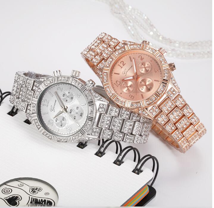 Women Crystal Quartz Analog Wrist Watch Fashion Stainless Steel Geneva Luxury Reloj Hombre Montre Femme Sport Watches - pokema827279d3a18f75b643f84652e54eff01