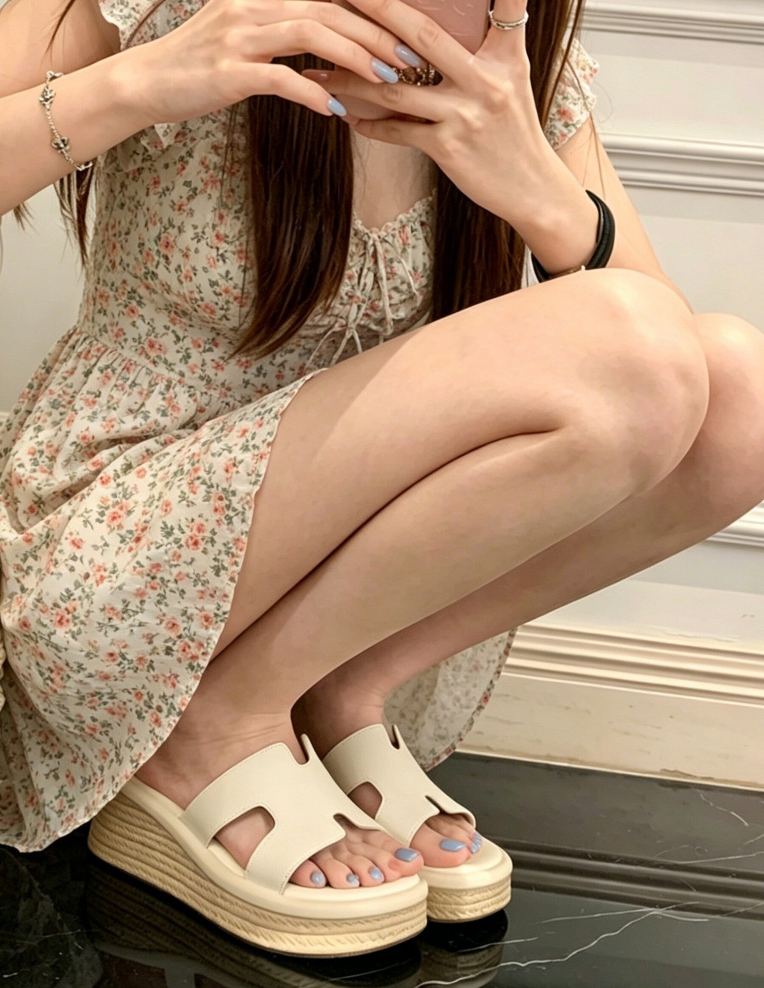 Women Summer New Wedge Platform Thick Sole Slippers Soft Leather Wedge Casual Slide Sandals For Outdoor Wear - pokemaa8987d66a004efcaa9ccdeb5f849c94