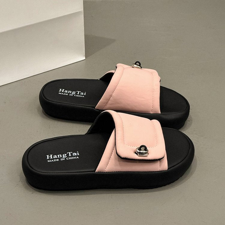 Women Thick Sole Outdoor Fashion Slippers Summer New Internet Famous French Style Slide Sandals Fairy Dress Match Outdoor Sandals For Women - pokemadd8bb9c0a455e50885c44d64aba3f632