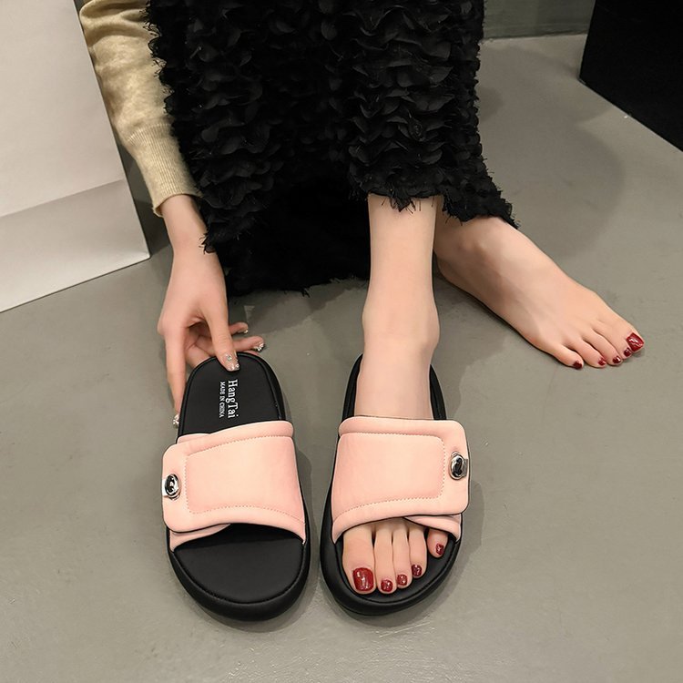 Women Thick Sole Outdoor Fashion Slippers Summer New Internet Famous French Style Slide Sandals Fairy Dress Match Outdoor Sandals For Women - pokema3ed757c94be3d1e40ae1f018b598295c