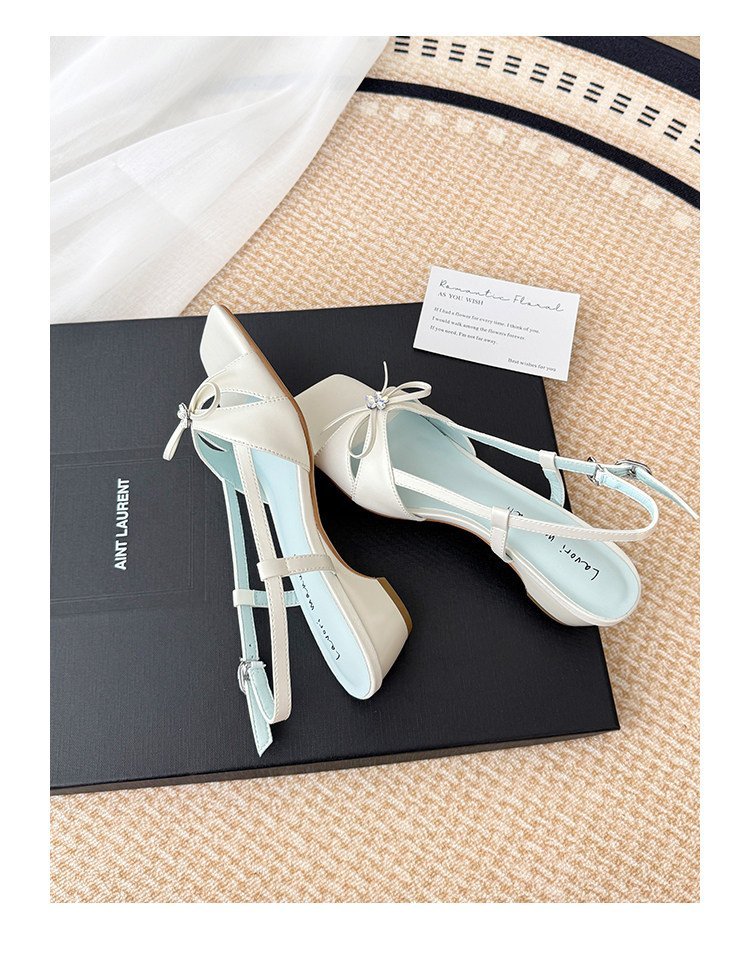 Women's 2026 Summer New French Fashion Versatile OneStrap Rhinestone Bow SquareToe OpenToe Elegant Outdoor Sandals - pokema5e446fe17522725c8260e1c6fc74ee9b