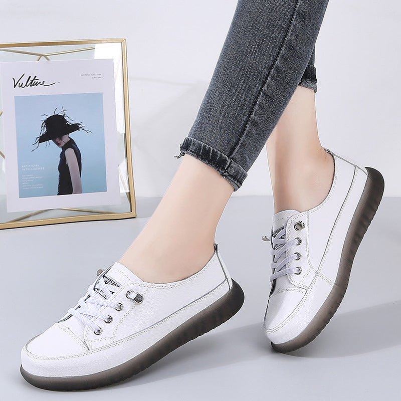 Women's Fashionable Casual Soft Bottom Leather Low-cut Sneakers - pokema3266d638b08997980be5854d0b20b13d