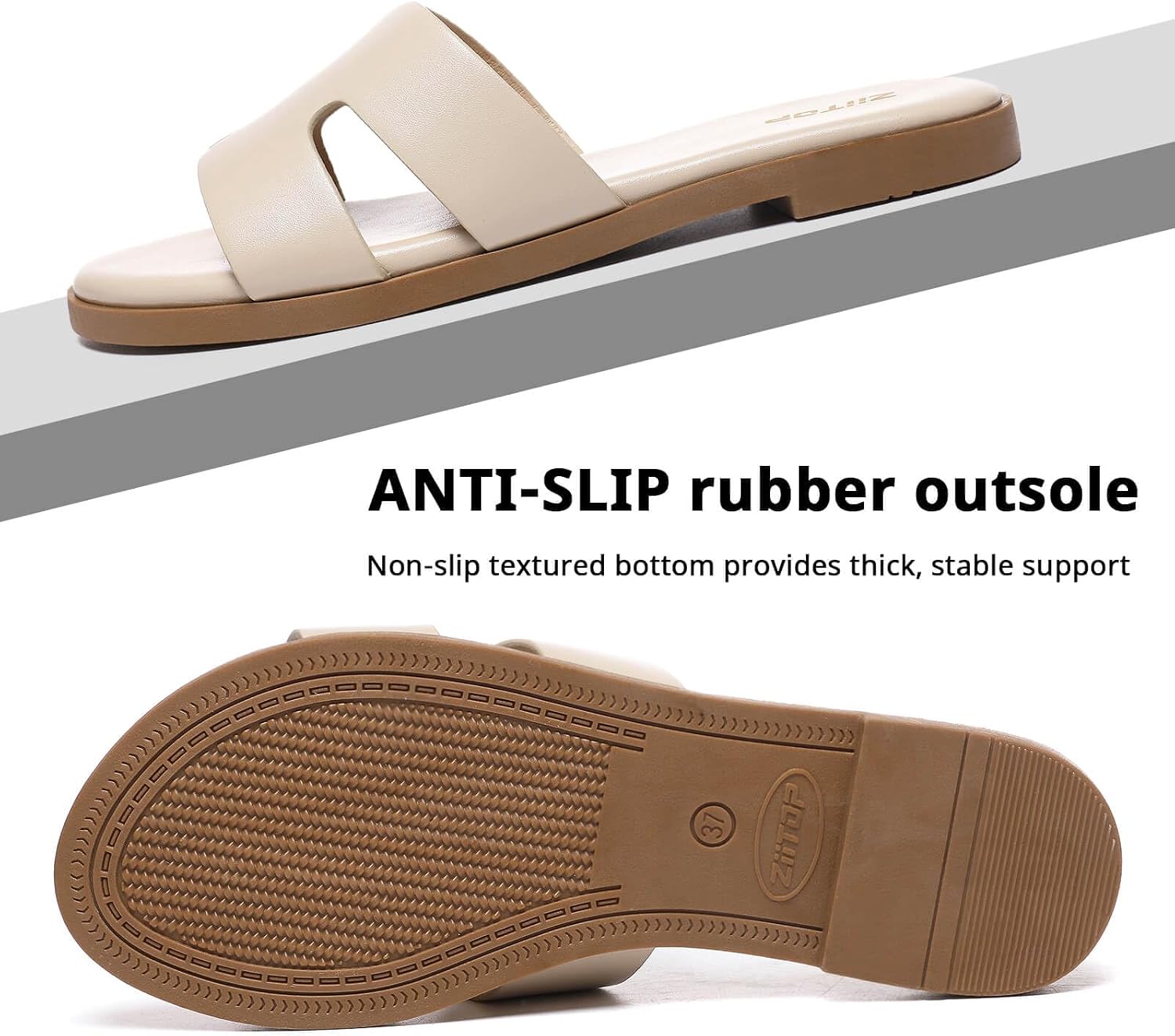 Women's Flat Sandals Fashion Ladies Slide Sandals Comfortable Slip On Leather Slippers for Casual Dressy Summer - pokemaWomen's Flat Sandals Fashion Ladies Slide Sandals Comfortable Slip On Leather Slippers for Casual Dressy Summer