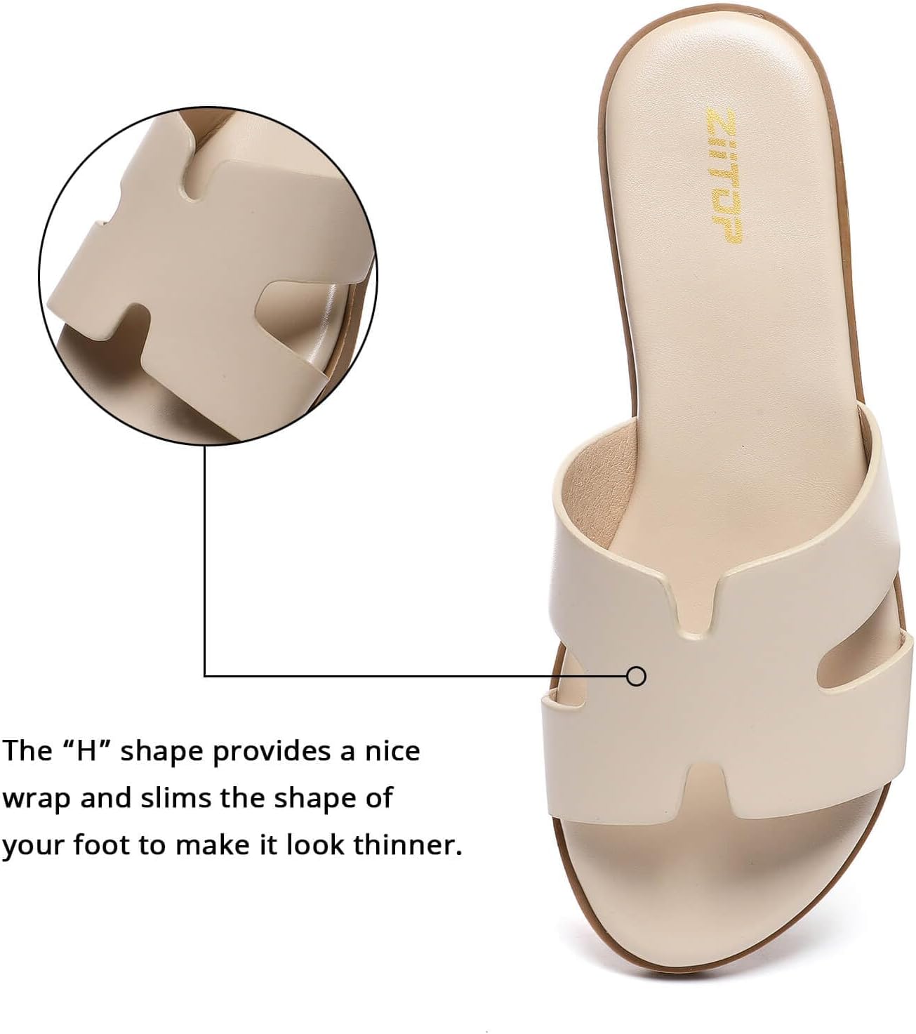 Women's Flat Sandals Fashion Ladies Slide Sandals Comfortable Slip On Leather Slippers for Casual Dressy Summer - pokemaWomen's Flat Sandals Fashion Ladies Slide Sandals Comfortable Slip On Leather Slippers for Casual Dressy Summer