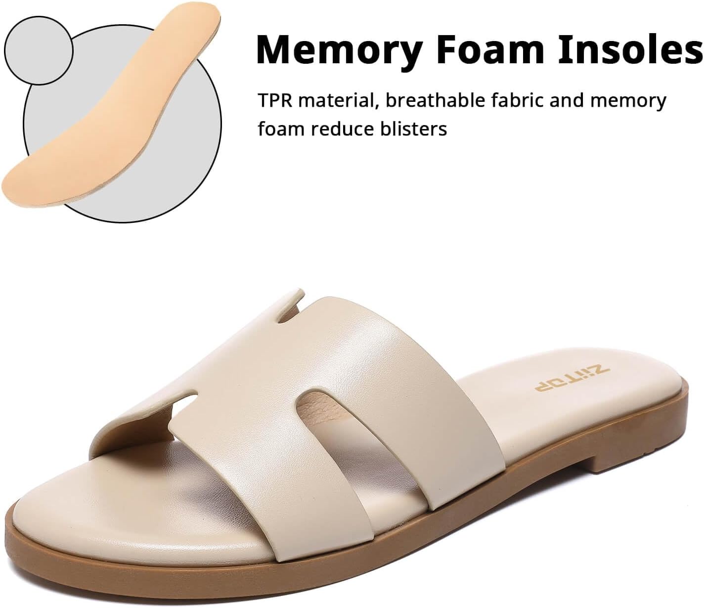 Women's Flat Sandals Fashion Ladies Slide Sandals Comfortable Slip On Leather Slippers for Casual Dressy Summer - pokemaWomen's Flat Sandals Fashion Ladies Slide Sandals Comfortable Slip On Leather Slippers for Casual Dressy Summer