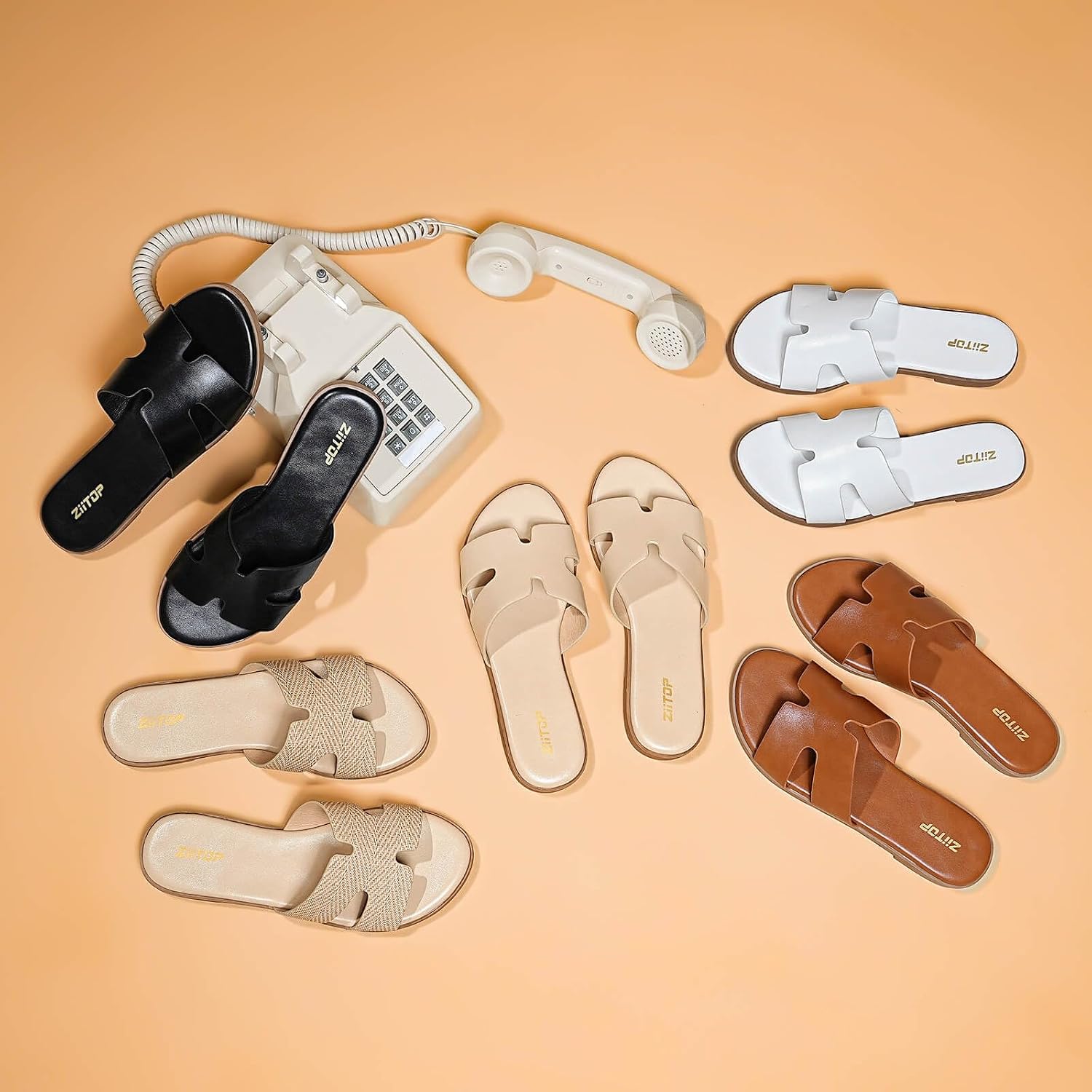 Women's Flat Sandals Fashion Ladies Slide Sandals Comfortable Slip On Leather Slippers for Casual Dressy Summer - pokemaWomen's Flat Sandals Fashion Ladies Slide Sandals Comfortable Slip On Leather Slippers for Casual Dressy Summer