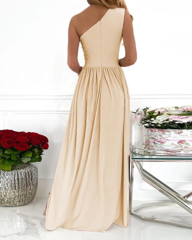 Women's One Shoulder High Split Cutout Sleeveless Elegant Sexy Cocktail Maxi Dress - pokema708de6e5f836327ca80b8feee8716c28