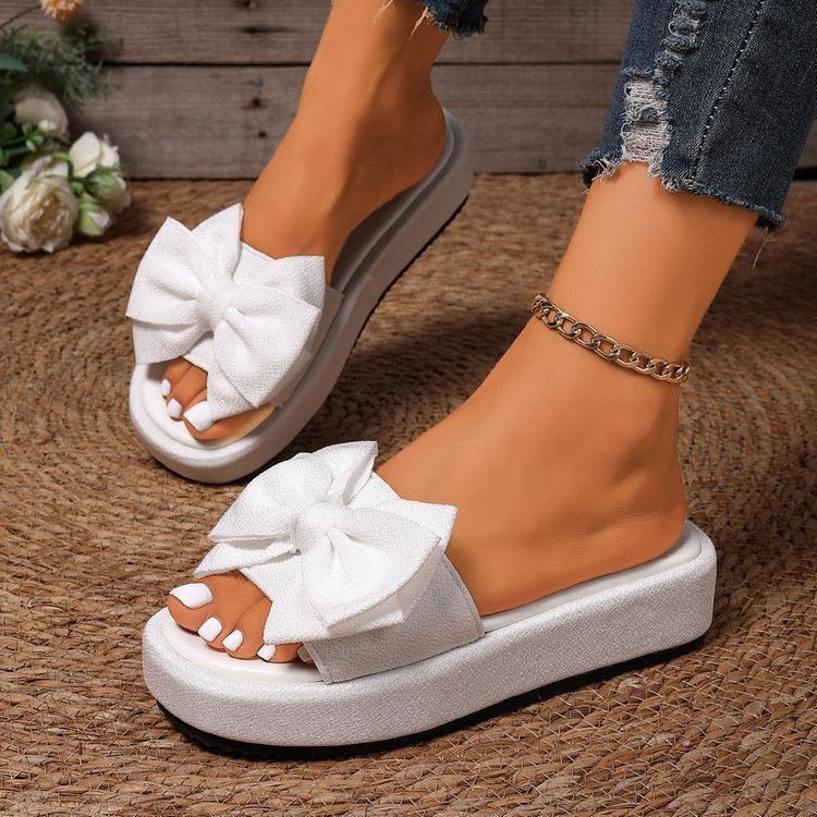 Womens Outdoor Thick-soled Bow-knot Slide Sandals - pokema32fccee4d315ee69b24a99aa91ca9075