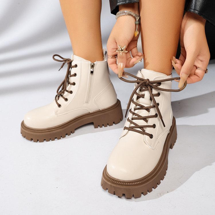 Women's Platform Martin Boots, Round Toe Side Zipper Retro Ankle Boots, Plus Size Women's Boots For Spring & Autumn - pokemaf27ac2d4b646cdff2c27642a151974b0