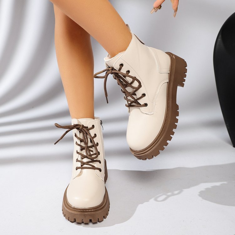 Women's Platform Martin Boots, Round Toe Side Zipper Retro Ankle Boots, Plus Size Women's Boots For Spring & Autumn - pokema6311bb50b427657eb2843b44cdd4d77c