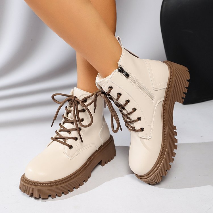 Women's Platform Martin Boots, Round Toe Side Zipper Retro Ankle Boots, Plus Size Women's Boots For Spring & Autumn - pokema5bae70e5d1792600cecbbe7223a0642c