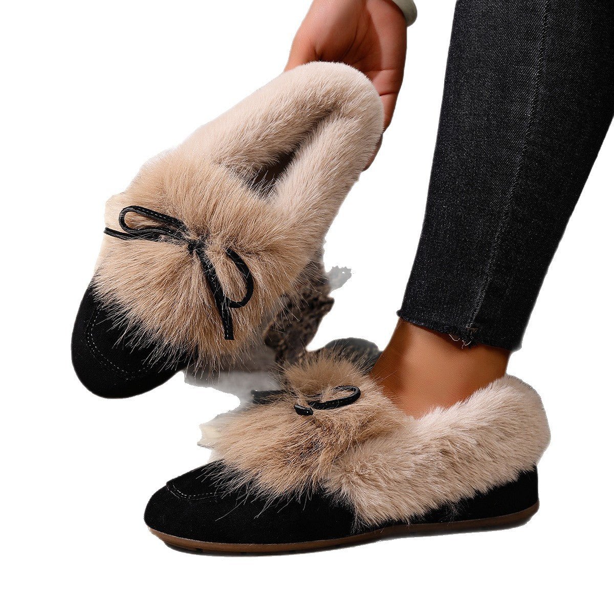 Womens Round-toe Cotton Shoes With A Bow - pokemab0e52913ad95e5eb09bcdca595e69418