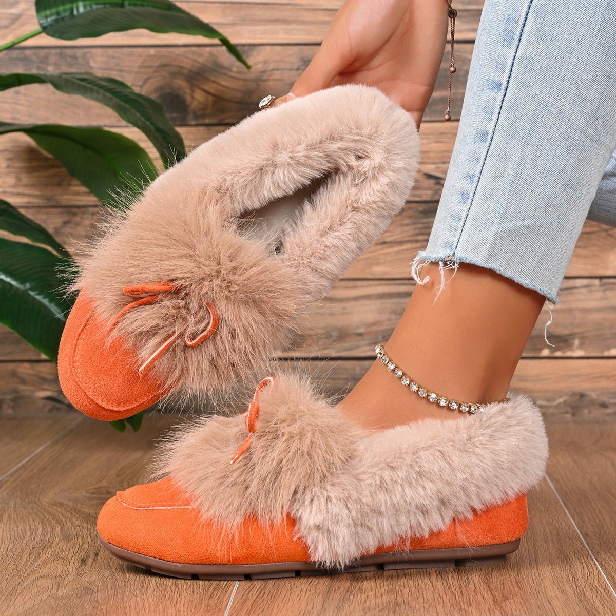 Womens Round-toe Cotton Shoes With A Bow - pokema9b8c1048debdc47d8c7df676e9e189df