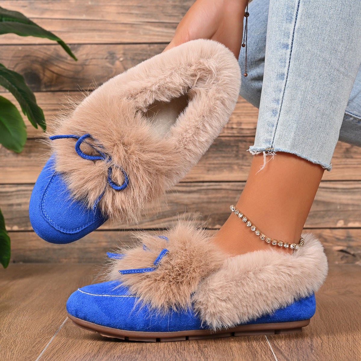 Womens Round-toe Cotton Shoes With A Bow - pokema8a4f2236d32b8526f065003ce02f019c