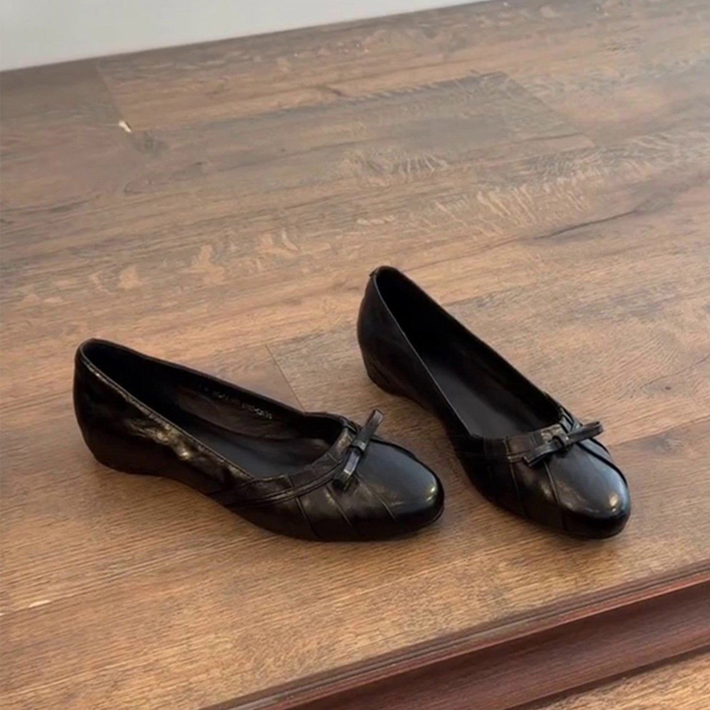 Women's Round Toe French Bow Shallow Mouth Ballet Shoes Commuter Versatile Slip On Inner Height Increasing Single Shoes - pokemad8ab0591822a625224768d8158e520