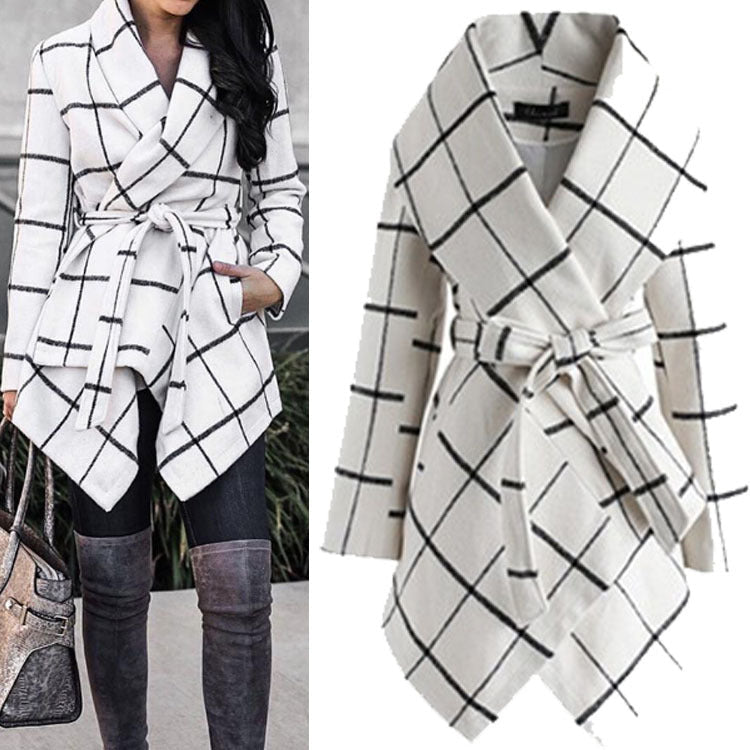 Women's winter irregular plaid coat - pokemac9d4520e9bacb500096b0b3f4e227891