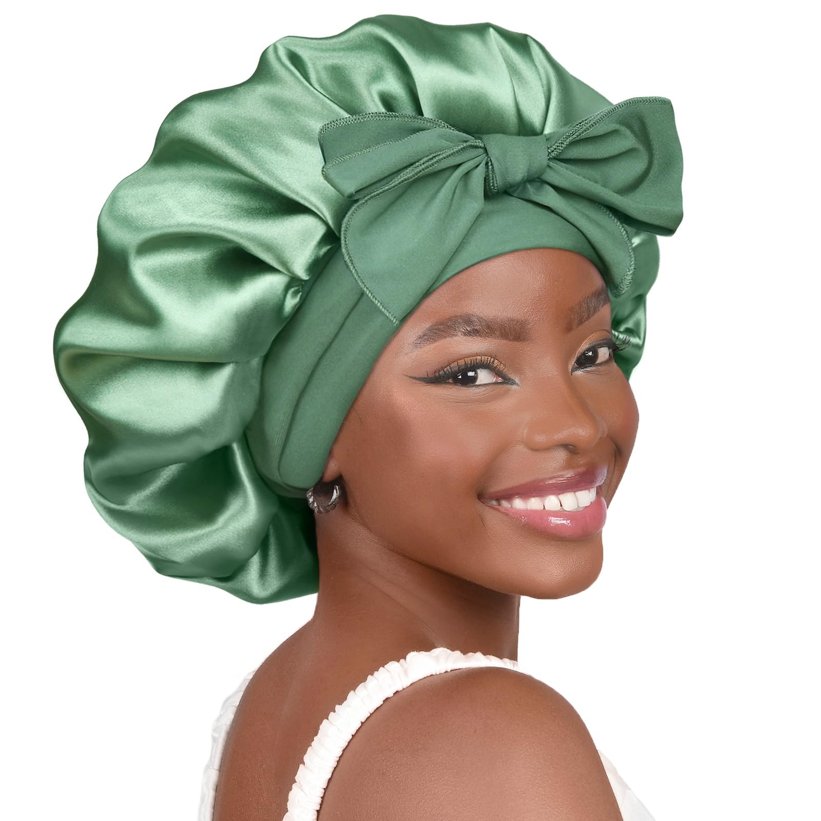 YANIBEST Double Layer Soft Satin Bonnet for Sleeping, Adjustable Hair Wrap | Reduce friction, Prevent Frizz for Natural Wave Curly Hair, Non-slip Tie Band, Breathable Comfortable Silk Feeling Sleep Cap - pokemaYANIBEST Double Layer Soft Satin Bonnet for Sleeping, Adjustable Hair Wrap | Reduce friction, Prevent Frizz for Natural Wave Curly Hair, Non-slip Tie Band, Breathable Comfortable Silk Feeling Sleep Cap