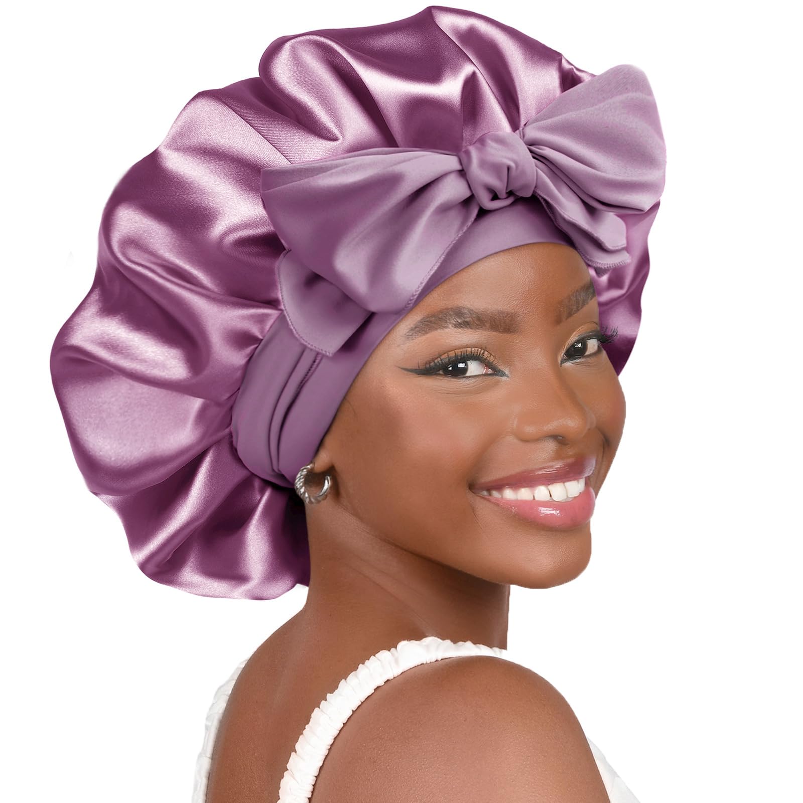 YANIBEST Double Layer Soft Satin Bonnet for Sleeping, Adjustable Hair Wrap | Reduce friction, Prevent Frizz for Natural Wave Curly Hair, Non-slip Tie Band, Breathable Comfortable Silk Feeling Sleep Cap - pokemaYANIBEST Double Layer Soft Satin Bonnet for Sleeping, Adjustable Hair Wrap | Reduce friction, Prevent Frizz for Natural Wave Curly Hair, Non-slip Tie Band, Breathable Comfortable Silk Feeling Sleep Cap