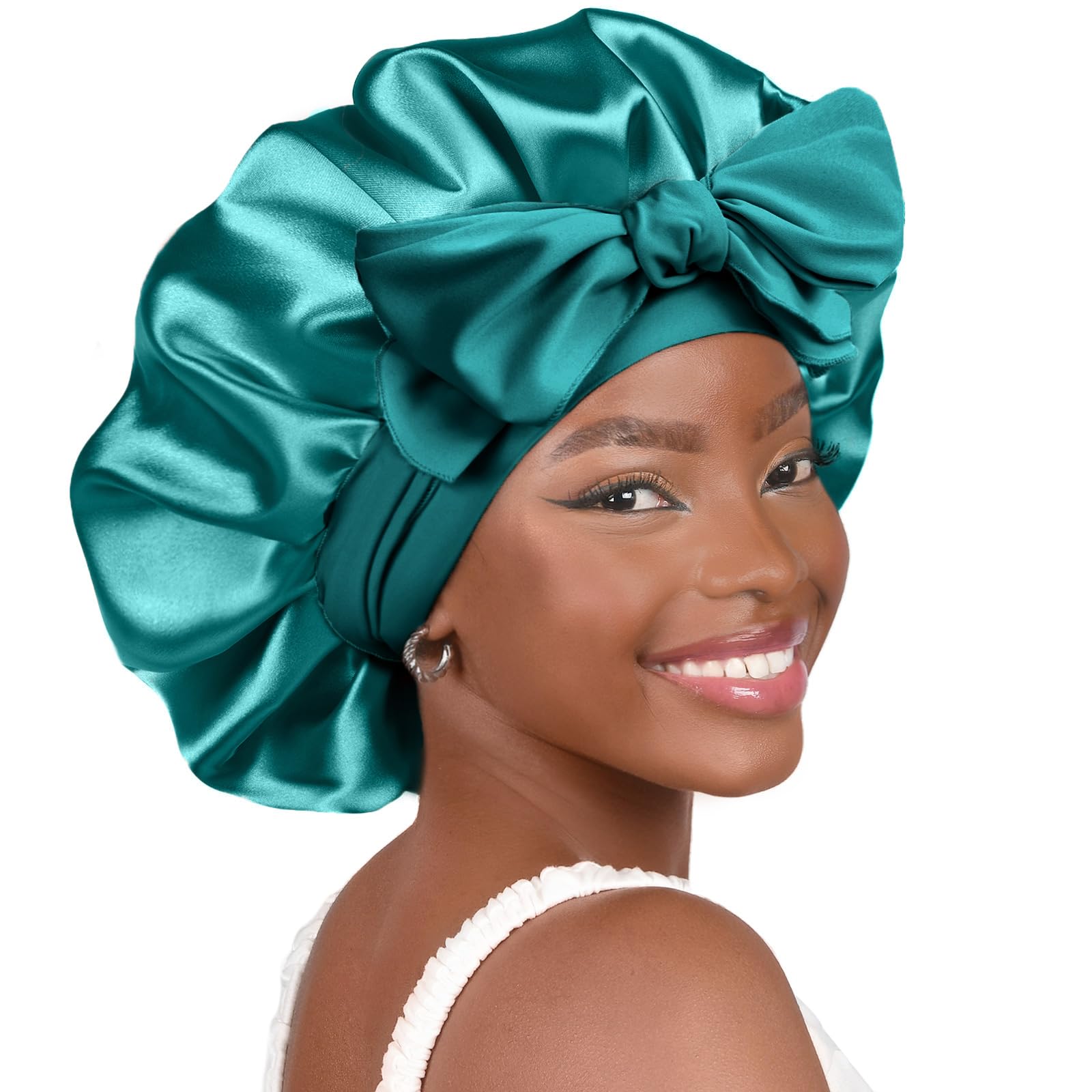 YANIBEST Double Layer Soft Satin Bonnet for Sleeping, Adjustable Hair Wrap | Reduce friction, Prevent Frizz for Natural Wave Curly Hair, Non-slip Tie Band, Breathable Comfortable Silk Feeling Sleep Cap - pokemaYANIBEST Double Layer Soft Satin Bonnet for Sleeping, Adjustable Hair Wrap | Reduce friction, Prevent Frizz for Natural Wave Curly Hair, Non-slip Tie Band, Breathable Comfortable Silk Feeling Sleep Cap