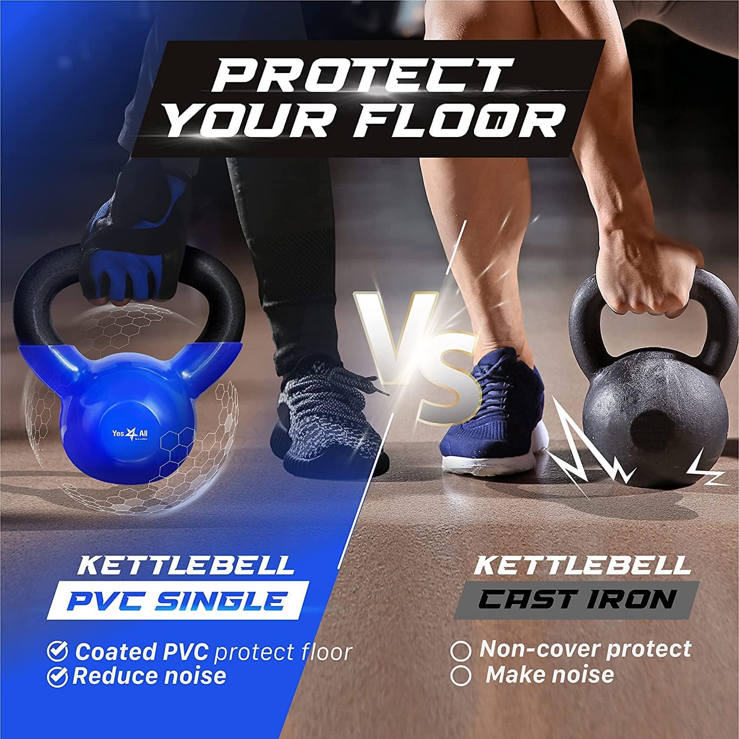 Yes4All Vinyl Coated Kettlebells for Weightlifting & Strength Training - pokemaYes4All Vinyl Coated Kettlebells for Weightlifting & Strength Training