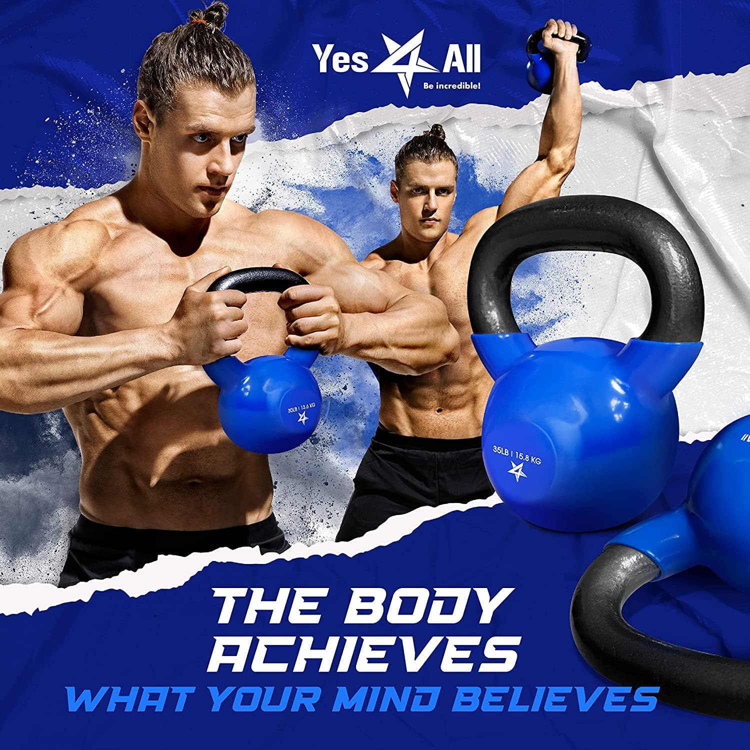 Yes4All Vinyl Coated Kettlebells for Weightlifting & Strength Training - pokemaYes4All Vinyl Coated Kettlebells for Weightlifting & Strength Training