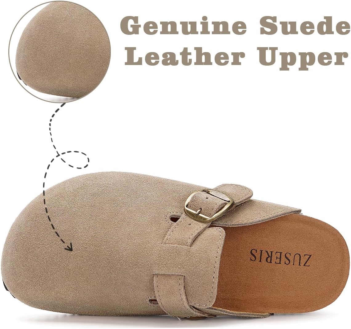 ZUSERIS Kids Suede Clogs Boys Girls Cork Potato Shoes | Slip-On Leather Mules,Adjustable Buckle,Clogs for Little Kids Boys Girls Youth,Indoor Outdoor Sandals - pokemaZUSERIS Kids Suede Clogs Boys Girls Cork Potato Shoes | Slip-On Leather Mules,Adjustable Buckle,Clogs for Little Kids Boys Girls Youth,Indoor Outdoor Sandals