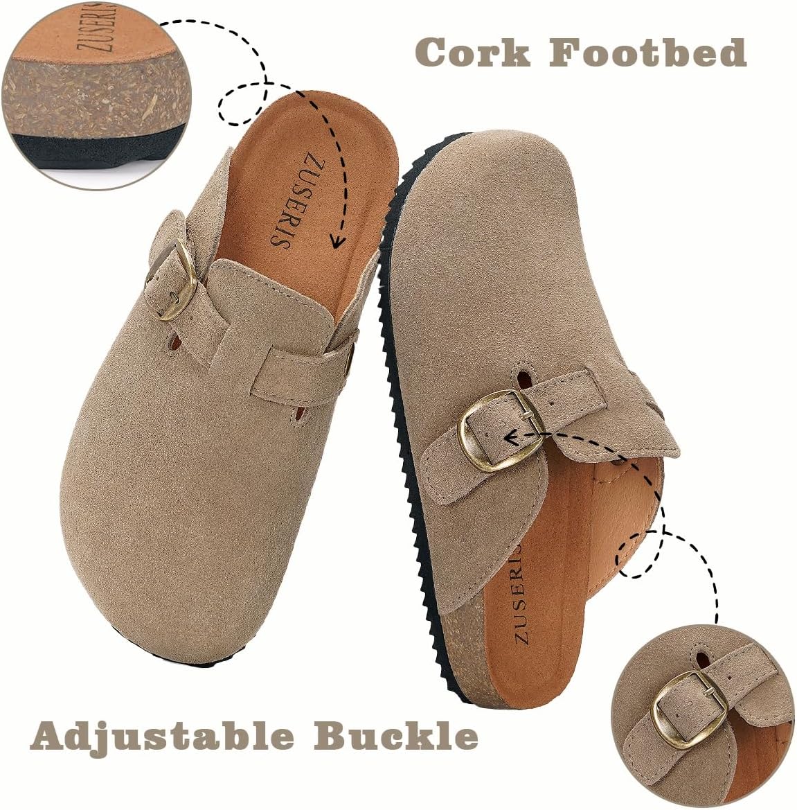ZUSERIS Kids Suede Clogs Boys Girls Cork Potato Shoes | Slip-On Leather Mules,Adjustable Buckle,Clogs for Little Kids Boys Girls Youth,Indoor Outdoor Sandals - pokemaZUSERIS Kids Suede Clogs Boys Girls Cork Potato Shoes | Slip-On Leather Mules,Adjustable Buckle,Clogs for Little Kids Boys Girls Youth,Indoor Outdoor Sandals