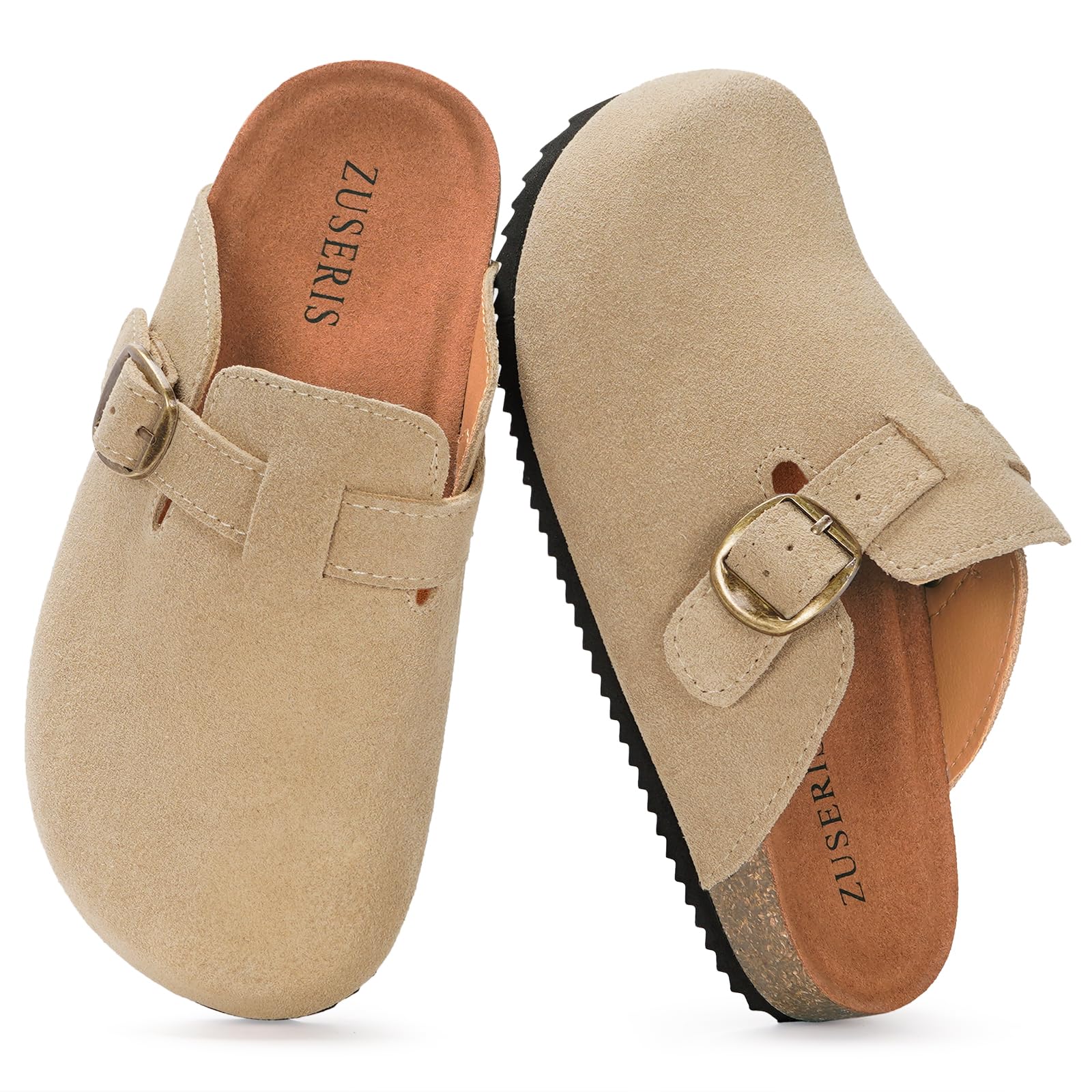ZUSERIS Kids Suede Clogs Boys Girls Cork Potato Shoes | Slip-On Leather Mules,Adjustable Buckle,Clogs for Little Kids Boys Girls Youth,Indoor Outdoor Sandals - pokemaZUSERIS Kids Suede Clogs Boys Girls Cork Potato Shoes | Slip-On Leather Mules,Adjustable Buckle,Clogs for Little Kids Boys Girls Youth,Indoor Outdoor Sandals